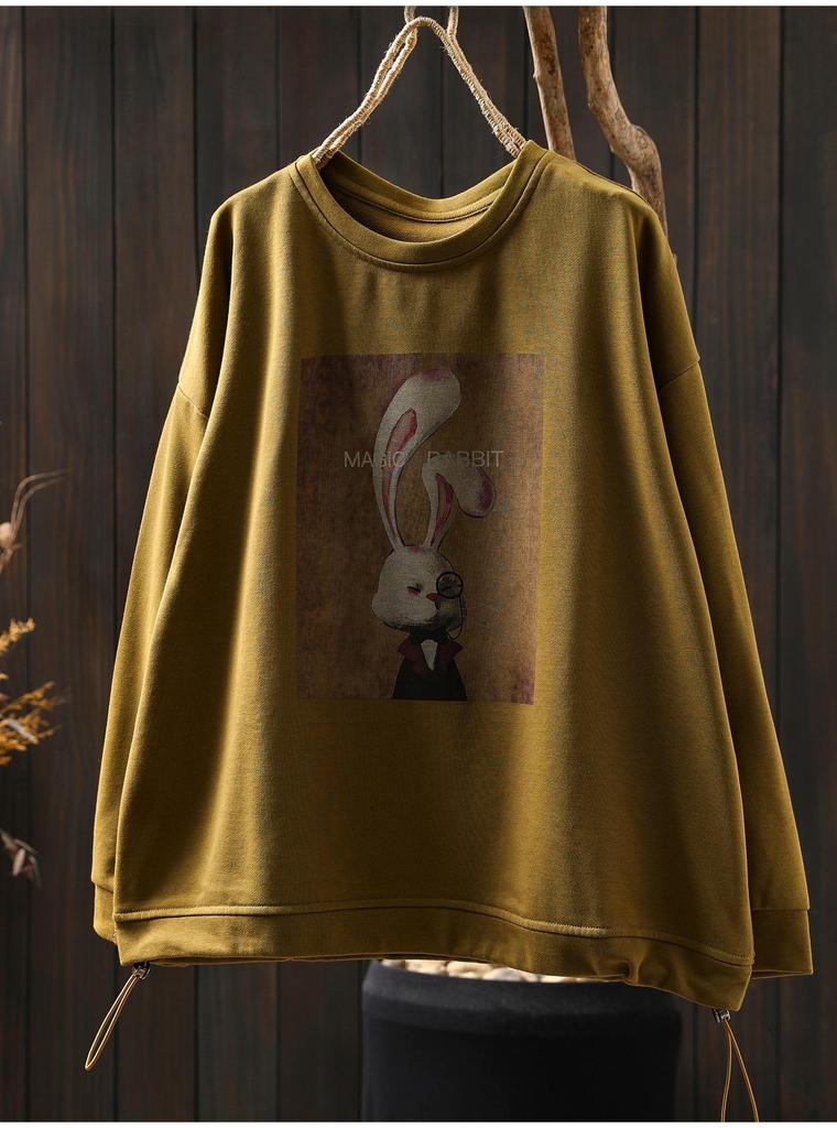 Women's Versatile Cartoon Print Sweatshirt - Fashionable Loose Fit for Spring & Autumn