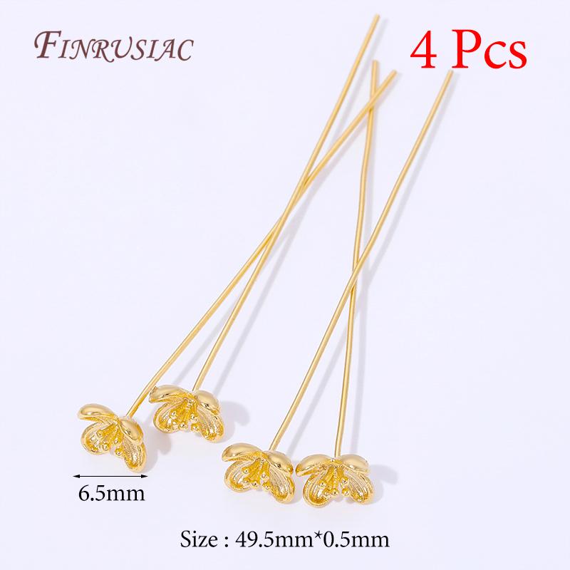 18K Gold Plated Head Pins DIY Earrings Findings,Brass Flower Head Pins For Jewelry Making Supplies Accessories