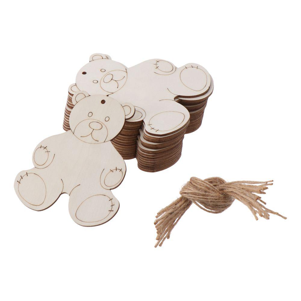 20pcs Poplar Wood Material Bear Wooden Cutouts Gift Tags  for Craft Supplies