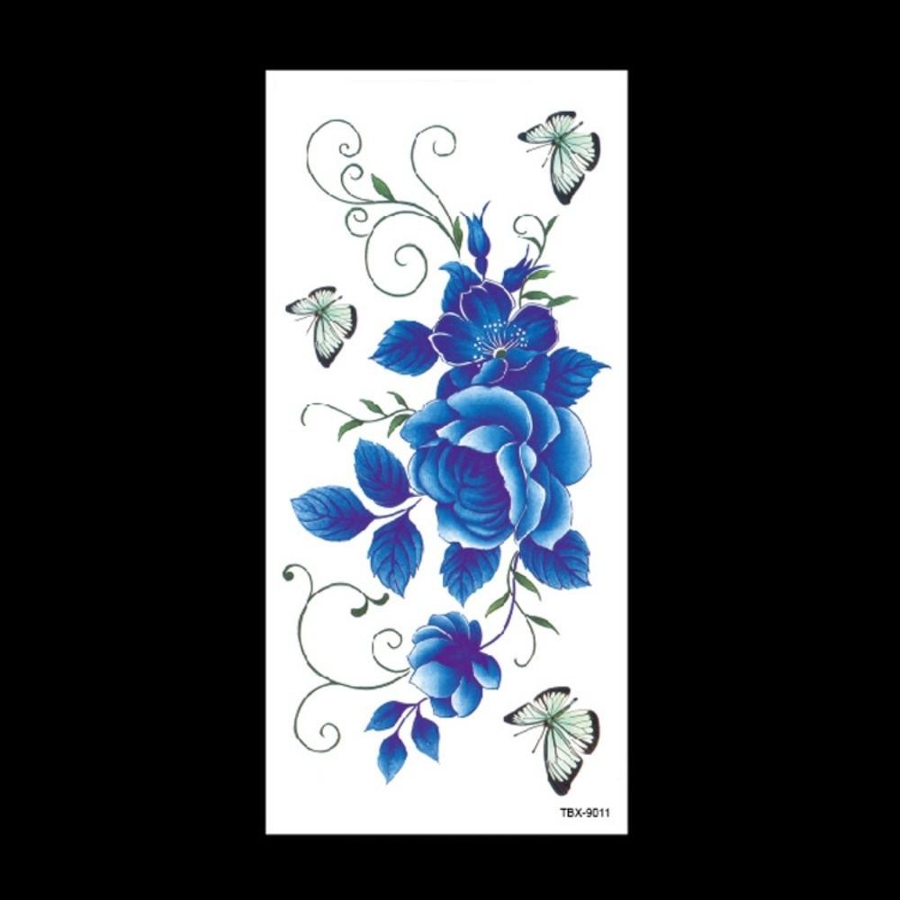 Lotus Green Leaf Flower Temporary Tattoo Stickers Floral Fake Tattoos Leg/ Arm/ Hand/Foot