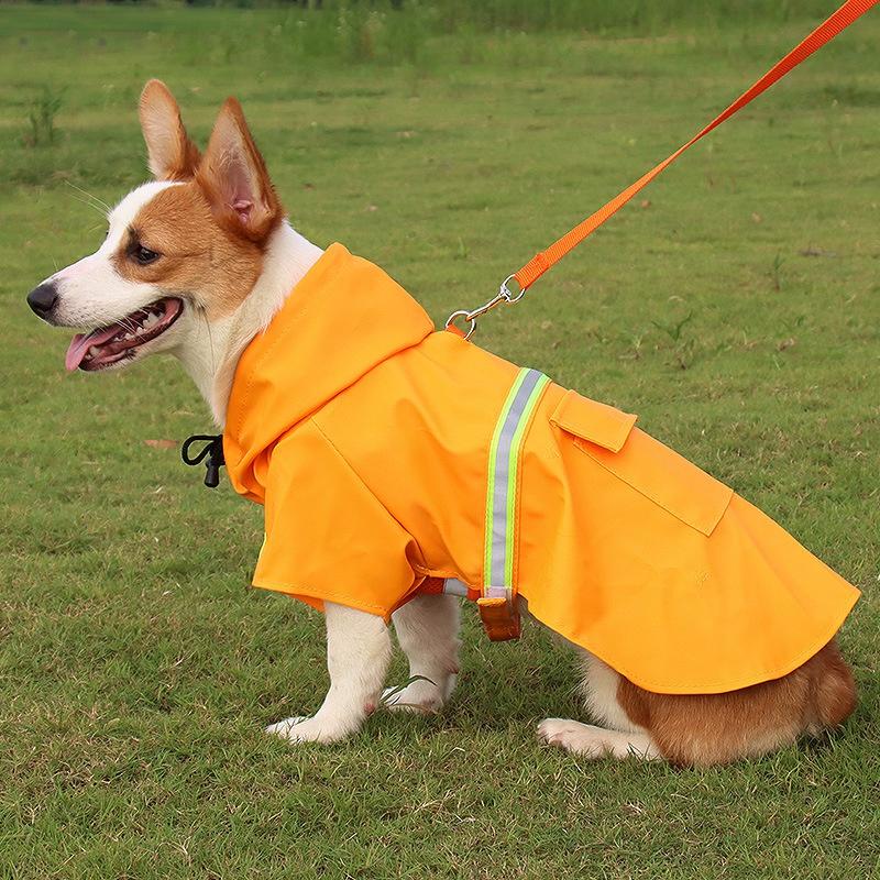 Dog Raincoat Spring and Summer Clothes Cape-style Reflective Strip Pet Raincoat Rainproof Dog Hooded Raincoat