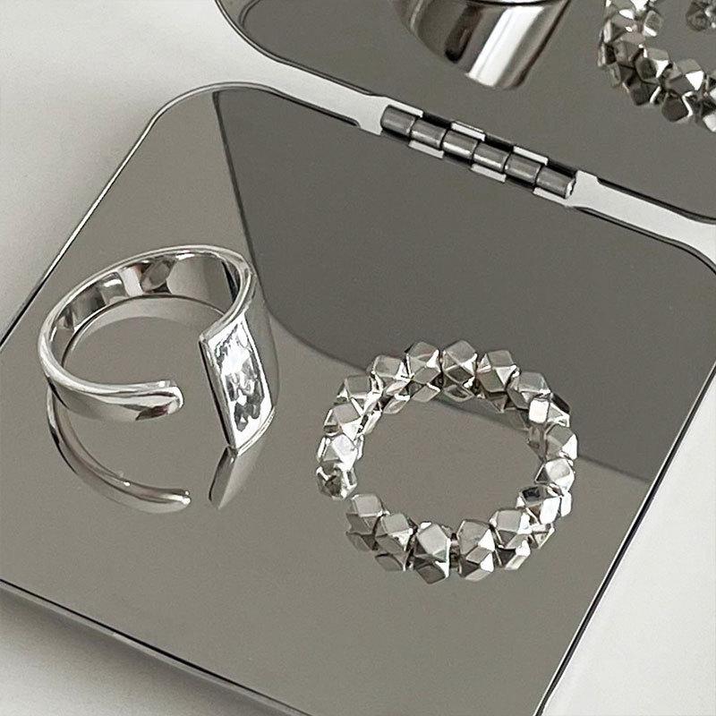 Korean Style Contemporary S925 Silver Open Ring With Sparkling Detail Women For