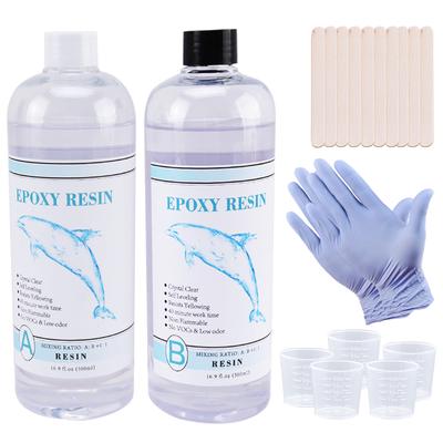 1:1 Resina epossidica trasparente Resina artistica trasparente Resina epossidica Kit di resina epossidica bicomponente per colata con misurini, bastoncino, guanti in silicone