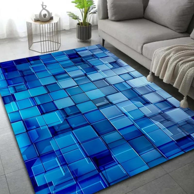 3D Block Area Carpet Large Size Rug Anti-Slip Kids Play Foot Mat Floor Mat for Living Room Bedroom Kitchen Home Decoration