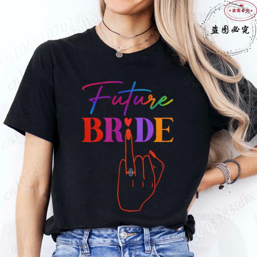 Bridal Shower Special: Fashion Finger Graphic Team Bride T-shirts, Women Clothing for Single Farewell & Bride Squad Tees D001