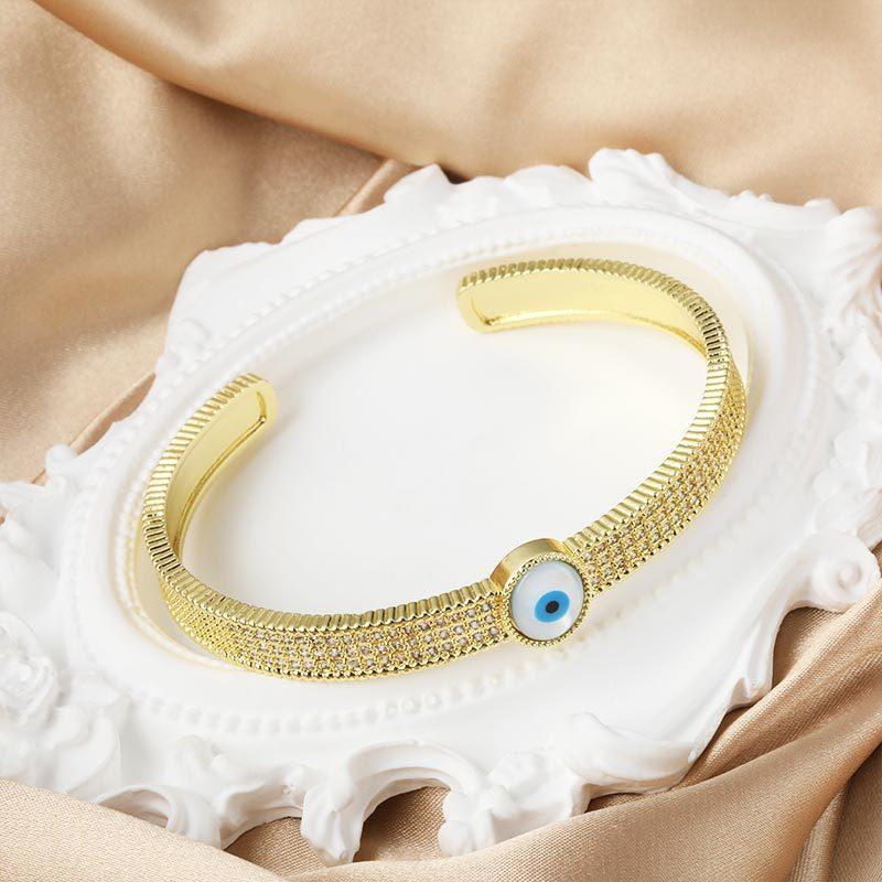 Micro Zircon Palm Geometric Ring Dripping Devil's Eye Open Ring Bracelet