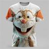Men’s fun cat-themed short-sleeve T-shirt, 3D printed design, street style, loose fit