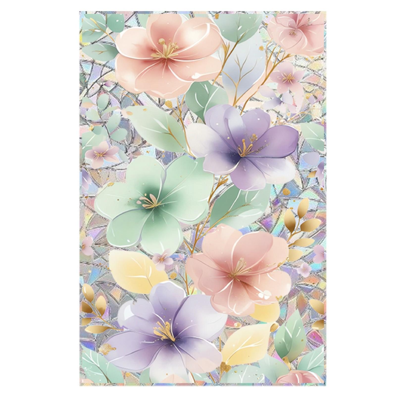 

Наклейка Цветное Стекло Мягкие Цветы, Свежие Наклейки на Стену для Дома One Size