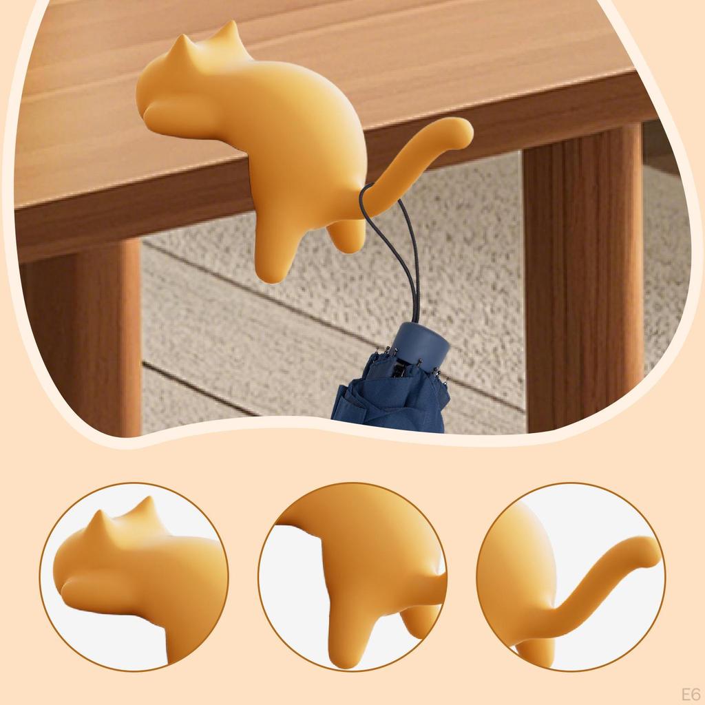 Cat Hook for Desk Edge Handbag Hanger Multipurpose Practical Self Sticky Table Meeting Room
