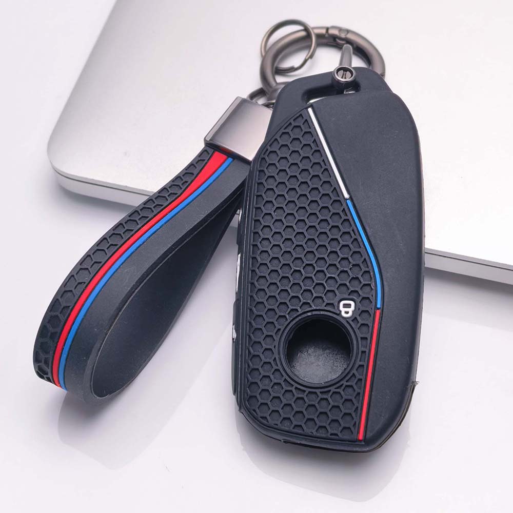 Key Fob Cover for BMW GT New with Keychain Anti-Scratch Guard Shockproof Protection Soft Grip Texture Responsive Button Touch Dust Resistant Cover
