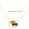 Stainless Steel Plated Cute Red Cherry Fruit Series Pendant Necklace Clavicle Chain for Women Vacation Gift