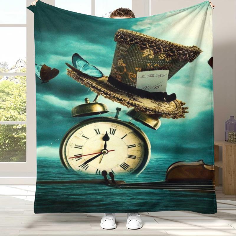 Alice im Wunderland Cartoon Cheshire Katze Flanelldecke, Ultraweiche Warme Plüschdecke für Zuhause Schlafzimmer Bett Sofa Abdeckung Kindergeschenk