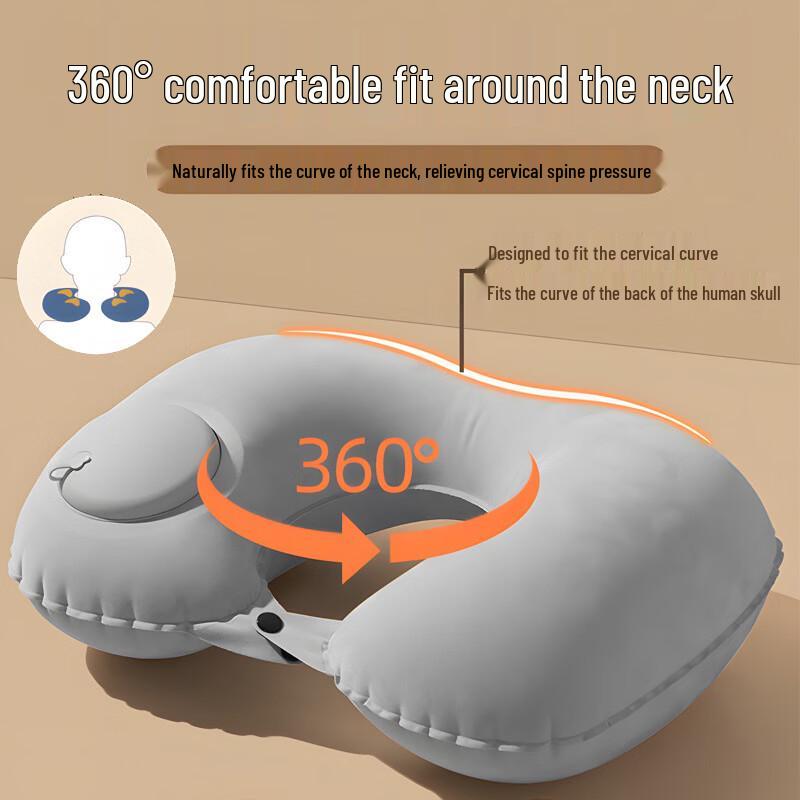 UOSUUOSU Press-to-Inflate U-Shaped Travel Neck Pillow