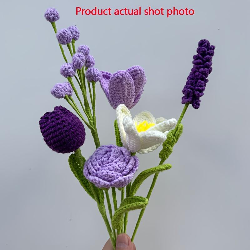Crochet Bouquet Vase, a Flower Gift for Mothers and Ladies on Mother's Day. Pink Rose Artificial Flower Vase, Suitable for Birth