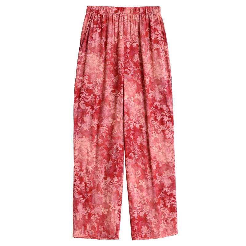 Plus Size Elegant 2 Piece Sets Women Summer Clothes Vintage Loose Print Pants Sets