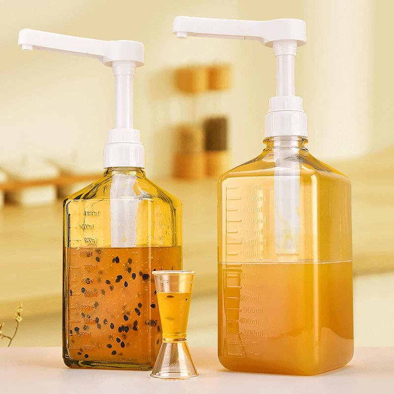 10/15/20/30CC Liquid Dispenser with Scale Coffee Syrup Drip Bottle with Hydraulic Pump Nozzle Head Kitchen Honey Jar Container