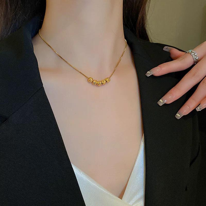 Minimalist Titanium Steel Clavicle Necklace with Pearl Pendant for Women - Versatile Cold Style Fashion Jewelry