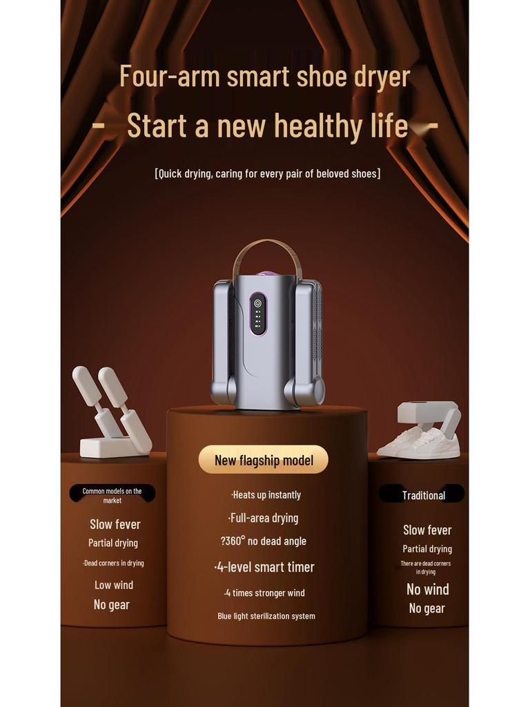 Portable Automatic Shoe Dryer & Deodorizer - Compact, Foldable, Quick-Drying Sterilizer for Home Use