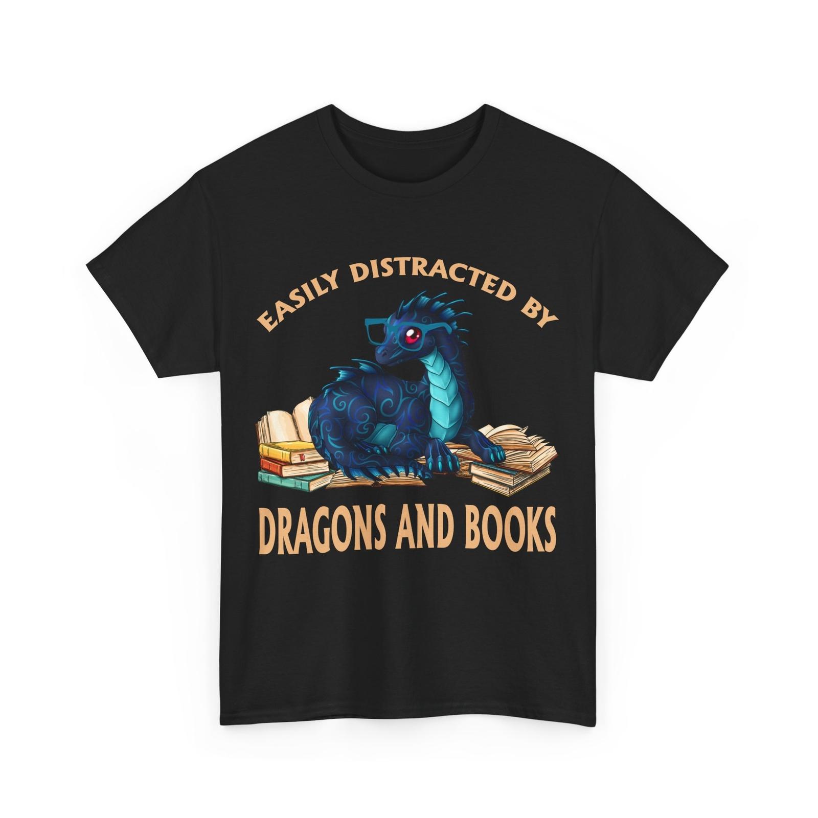 Easily Distracted By Dragons and Books Dragons Lovers Reader Women Men T-Shirt Mens Womens Tees Top S