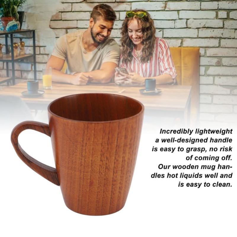 Handmade Wooden Mug For Men Women 250ml Coffee Mug With Handle Small Wood Cup Outdoor Travel Wooden Tea Drinking Cup