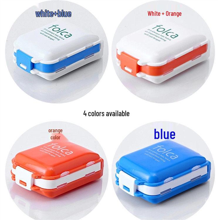 Compact 8-Compartment Travel Pill Dispenser with Single Lid