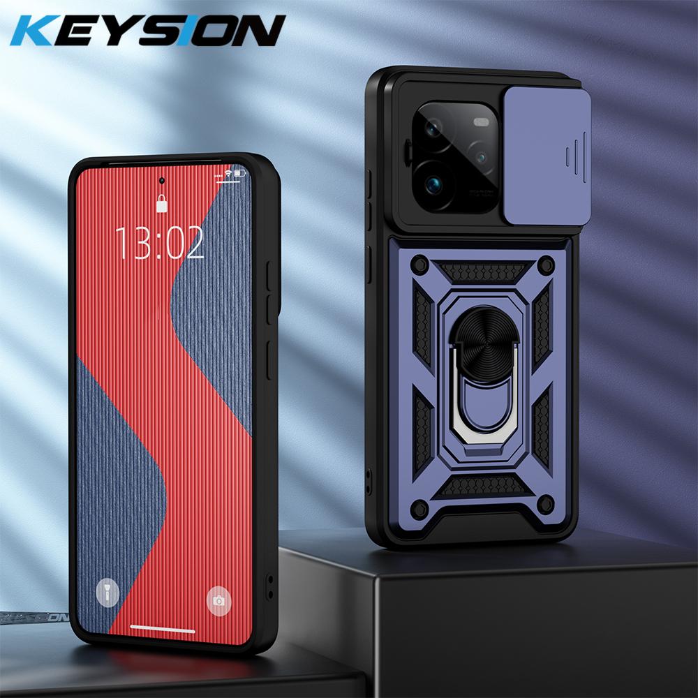 KEYSION Shockproof Armor Case for Realme GT 7 Pro Slide Camera Lens Protection Ring Stand Phone Cover for OPPO Realme GT 7 7T 5G