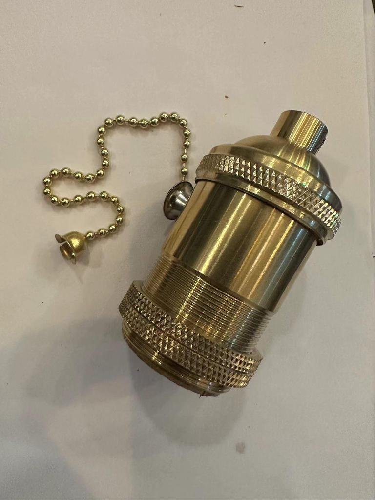 Vintage Copper Aluminum Lamp Holder with Knob Switch, E26/E27 Base, DIY Pendant Light Fixture Accessories.