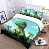 Cute Pixel Art Green Dinosaur Bedding Duvet Cover Set  (1*Duvet Cover 2*Pillowcases, Without Duvet Insert)