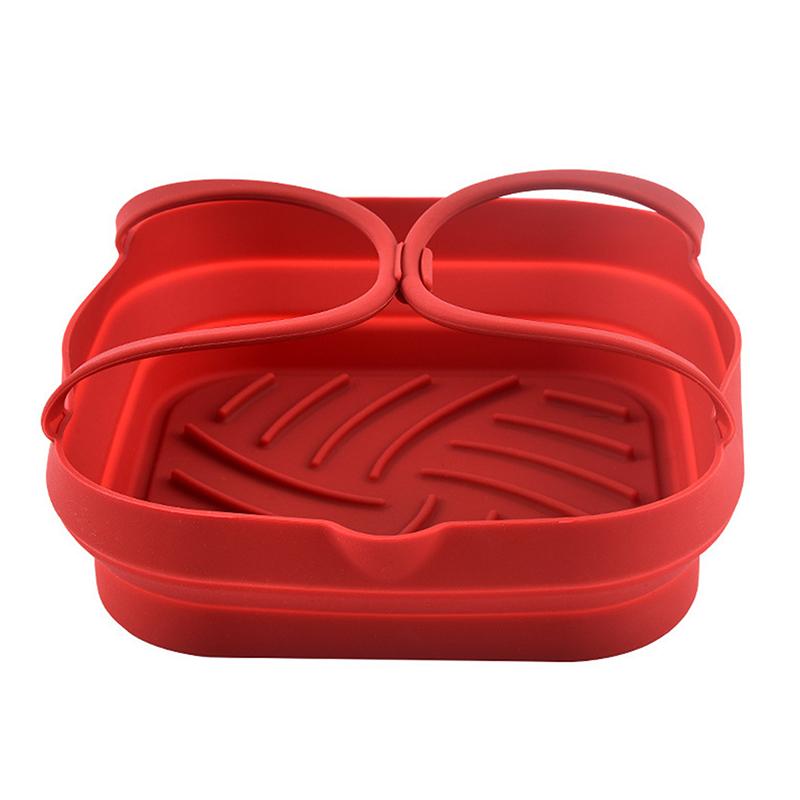 

20 см Силиконовая корзина для аэрофритюрницы Поддон Кастрюля с ручкой 8 дюймов Квадратная форма для выпечки аэрофритюрницы Вкладыш Складные кухонные аксессуары для приготовления пищи
