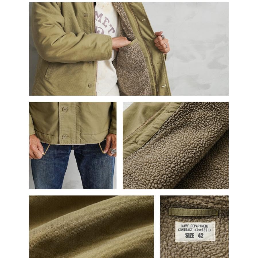 Navy Deck with Stencil Tan Number [WAIPER] U.S. N-1 Jacket, Distressed, U.S.N. - [WP04] (JP, Size, 42, Tan)