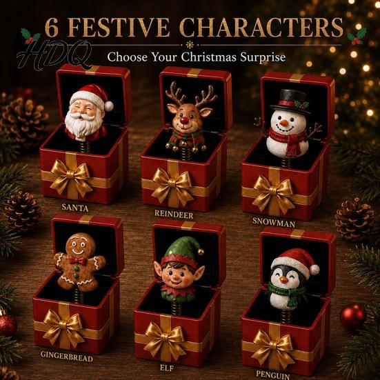 Funny Birthday Gift for Men Women Christmas Magic Pop-Up Box Cute Reindeer Santa Claus Gingerbread Prank Unique Adults Reusable Spring-Loaded