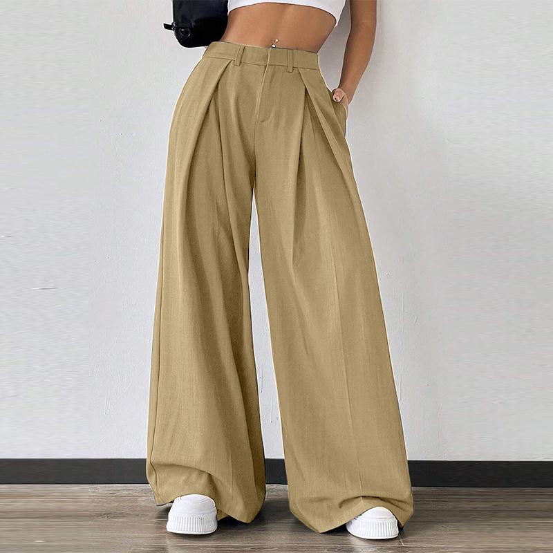 

ZANZEA Женские повседневные брюки для работы, однотонные, свободные, с широкими штанинами 5XL хаки