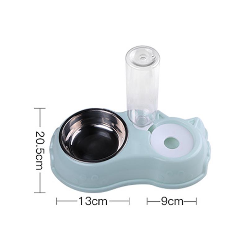 Andy Dog Bowl Cat Feeder Bowl With Dog Water Bottle Automatic Drinking Pet Bowl Cat Food Bowl Pet Stainless Steel Double  Bowl