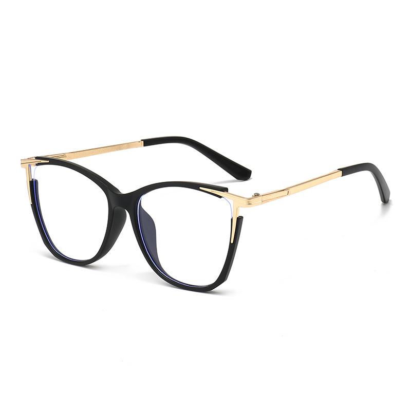 

New Square Plain Glasses Metal Frame Women Men Cat Eye Rectangle Eyewear Blocking Optical Spectacle Eyeglasses for Male Female чёрный