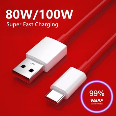 Câble de charge rapide USB SuperVOOC Type C 80 W/100 W pour OnePlus 9RT, 10 Pro, 10R, 11, 11R, 12 Nord, 2T, 3 CE, 2, 3 Lite, N300, Ace 2, 2 V