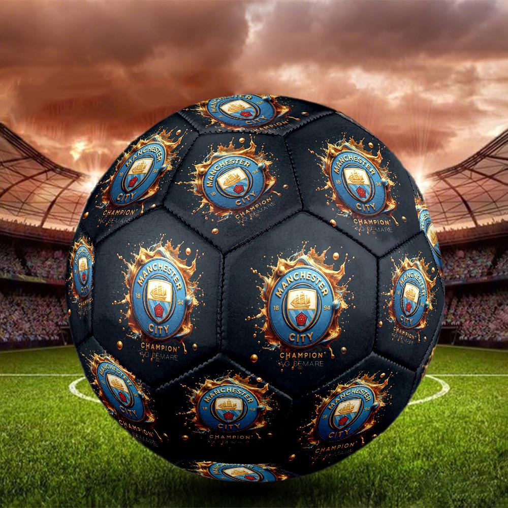 Manchester CitySoccer Ball Colorful All Ages Machine Stitched PVC Competition Ready Durable High-Bounce