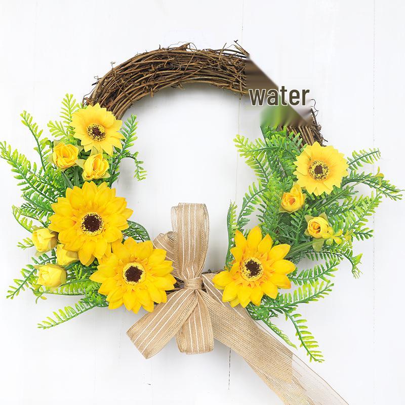 Sunflower & Bee Door Wreath for Spring, Thanksgiving, and Festive Decor 25CM Bee Wreath жёлтый