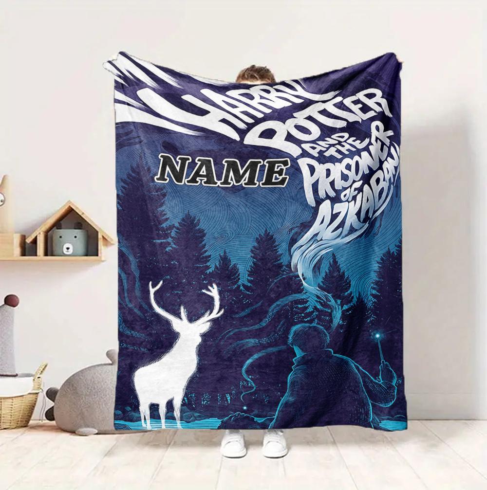 Custom Name Castle Night Flannel Blanket Throw Blanket Soft Warm Sofa Bed home Decor Unique Gift