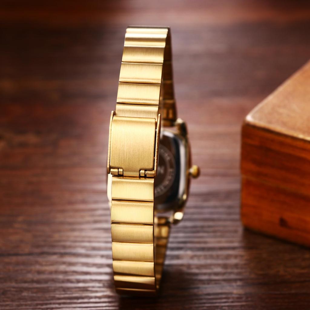 Women's Square Stainless Steel Gold Watch: Analog Display, Waterproof, Stylish Quartz Watch, Gold, Fashion Watch for Women - Perfect Gift for