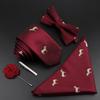 Men Tie Set Jacquard Woven Necktie Bowtie Tie Clipred For Groom Business Wedding Party