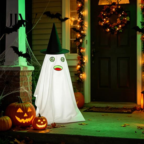 Halloween Ghost Decorations Decoration, Spooky Outdoor Standing with Glow in Night Glowing Porch Decor The Dark Expressions for Yard Lawn