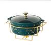 Household Round Soup Pot Tableware Creative Casserole Rack With Candle Holder Marble Gold Pattern Nordic Double Ear Ceramic Pot