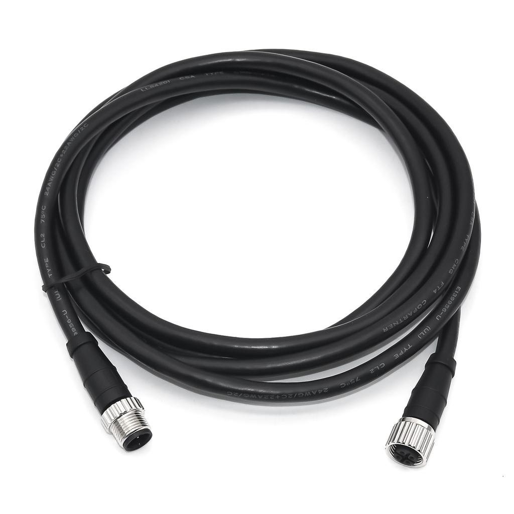 M12-5 Core Female Straight Head To Male Straight Head Wire with A Metal Casing of 0.5~4 Metres Long Double Ended Wire NMEA2000