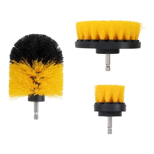 BTtime Electric Cleaning Brush Set, 3-Piece Set, Electric Drill Brush Attachment Kit for Hex Shank Electric Drills, for Bathrooms, Kitchens, Wheels, a