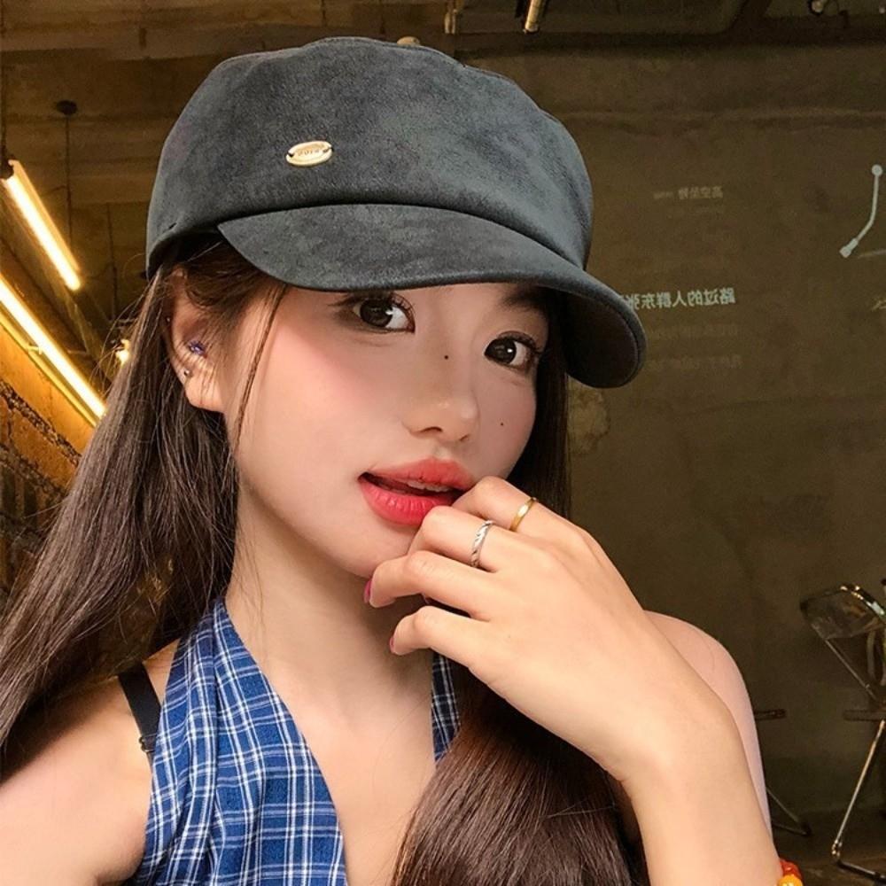 Vintage Suede Beret Flat Brim Beanie Cap Fashion Painter Berets  Women