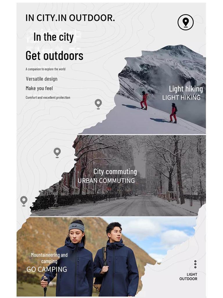 Men's Windproof Waterproof Jacket with Velvet Hood - Trendy Thick Soft Shell for Fall & Winter