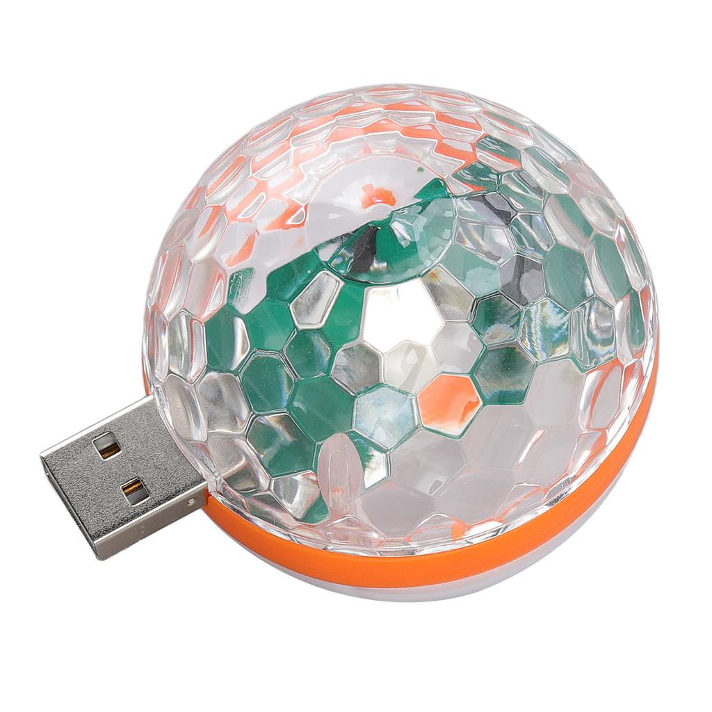 USB Mini Fargerikt Kulelys 2 Lysmoduser DC 5V Stemmestyring RGB Scenelys for Bursdag