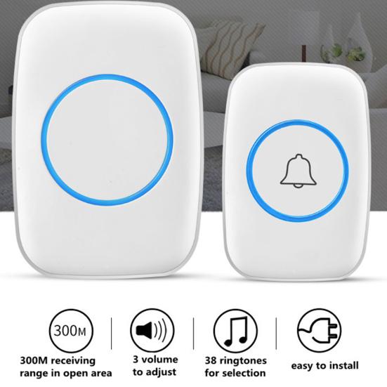 A10 Waterproof Wireless Doorbell 300m Remote Chime Plug-in Button Ring Alarm