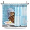 Funny Cute Cartoon Bathing Cat Dog Shower Curtains Bathroom Bathtub Decoration Waterproof Bath Curtain Home Decor with Hooks