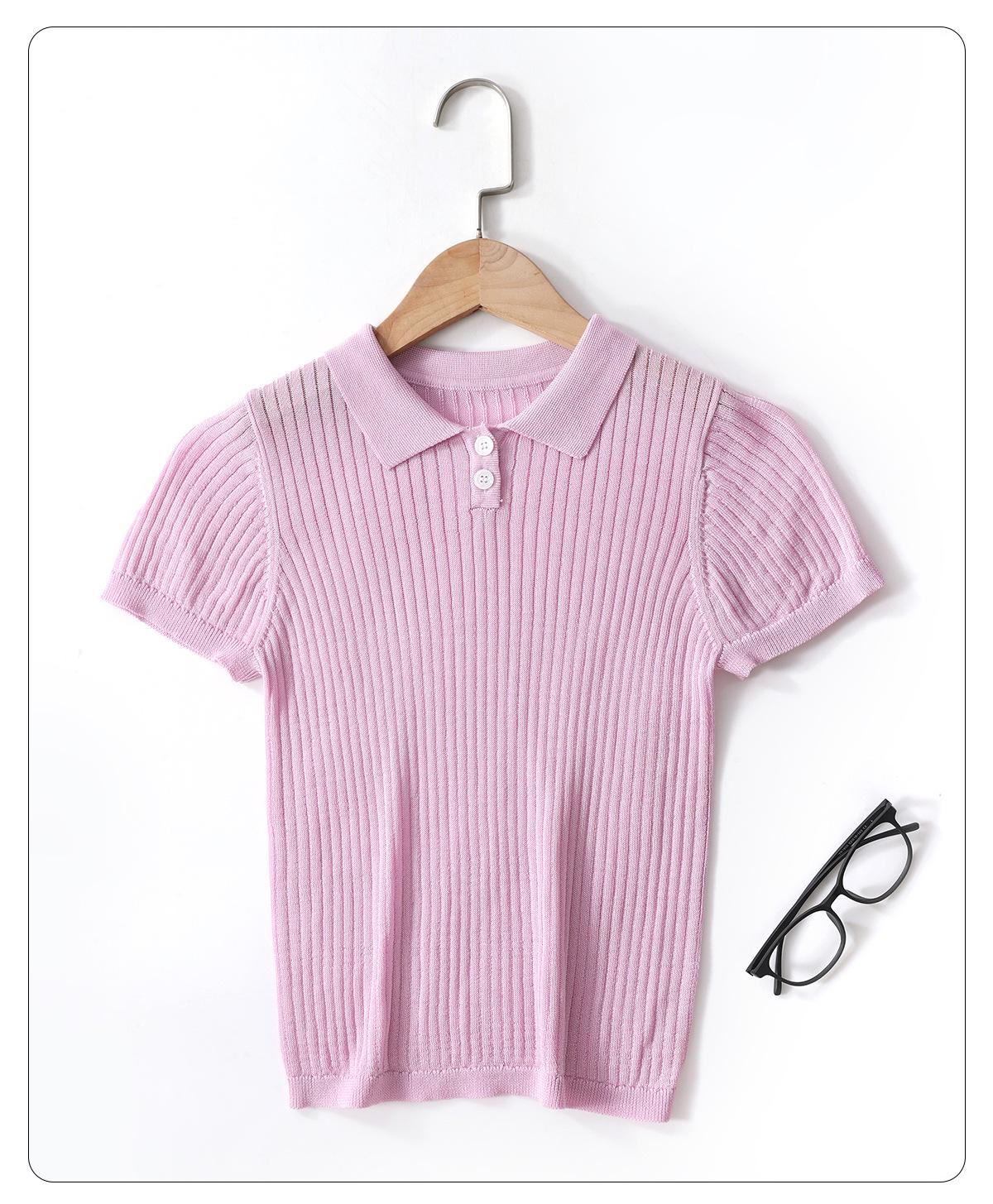 Children s Korean Style Lyocell Knit Polo Top with Lapel 160cm